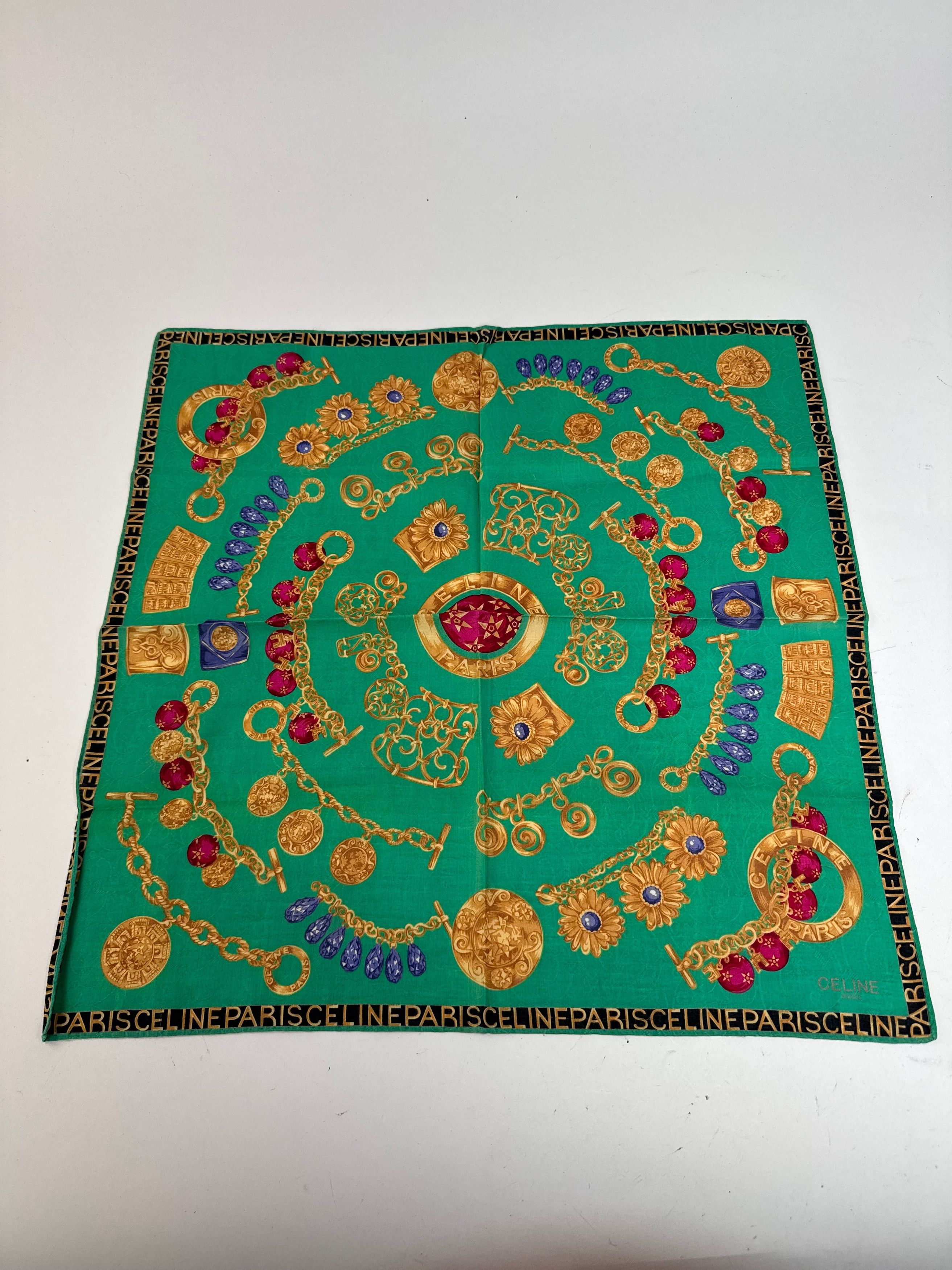 Celine Vintage Cartier Scarf Green Size ONE SIZE - 1 Thumbnail