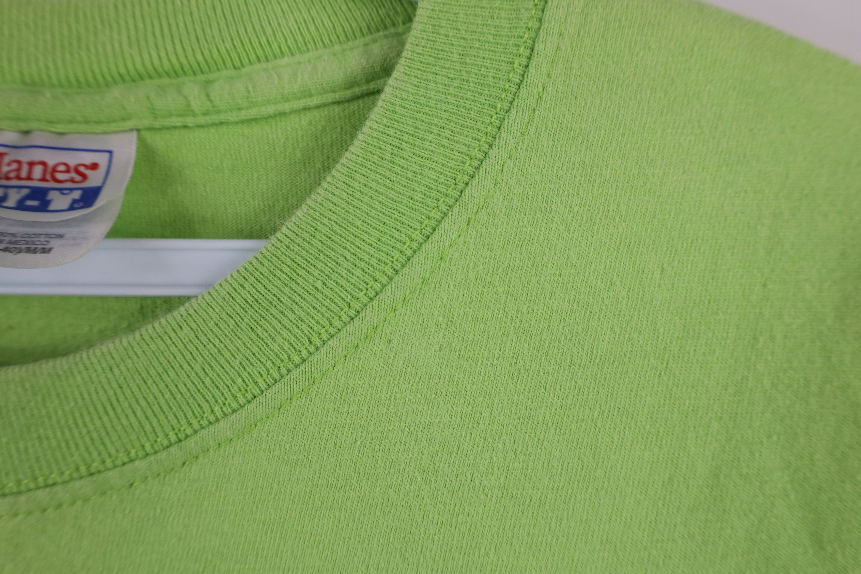 Hanes × Vintage Vintage 90s Hanes Beefy Blank Cotton T-Shirt Lime Green Size US M / EU 48-50 / 2 - 5 Thumbnail