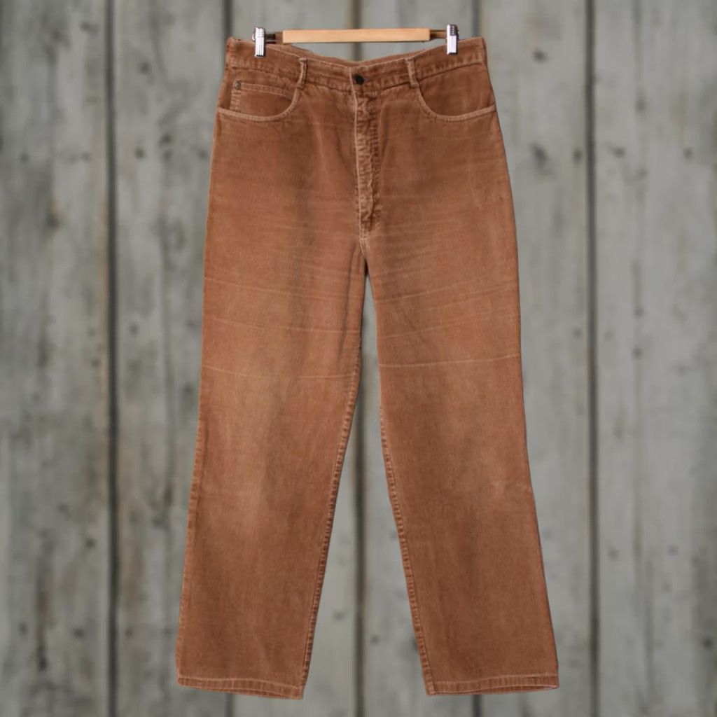 Vintage VINTAGE Whats Happening? Brown Corduroy High Rise Straight Leg Pants 33x30 Mens Pants Corduroy 90s Size US 33 - 1 Thumbnail