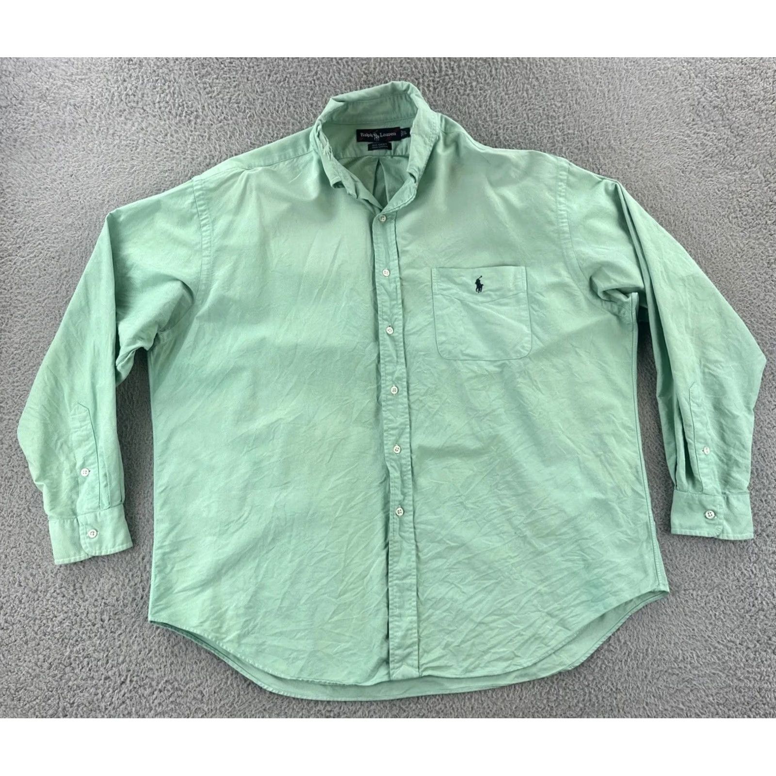 Ralph Lauren VINTAGE Ralph Lauren Men’s Large Button-Up Shirt Dyed Lime Green Thrashed Preppy Size US L / EU 52-54 / 3 - 2 Thumbnail