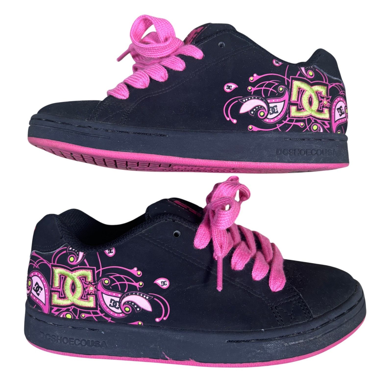DC vintage y2k 2000s DC Shoes Pixie floral swirl pink sz 4.5 | Grailed