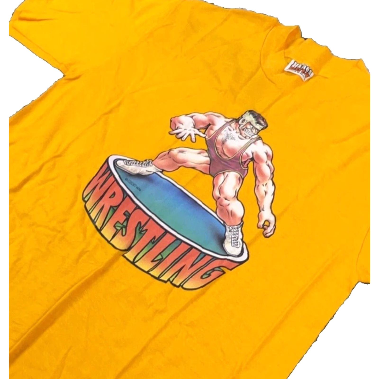 Hanes VINTAGE Hanes Shirt Men M Yellow Tee Long Sleeve Crew Neck 70s USA Wrestling Logo Beffy Size US M / EU 48-50 / 2 - 2 Thumbnail