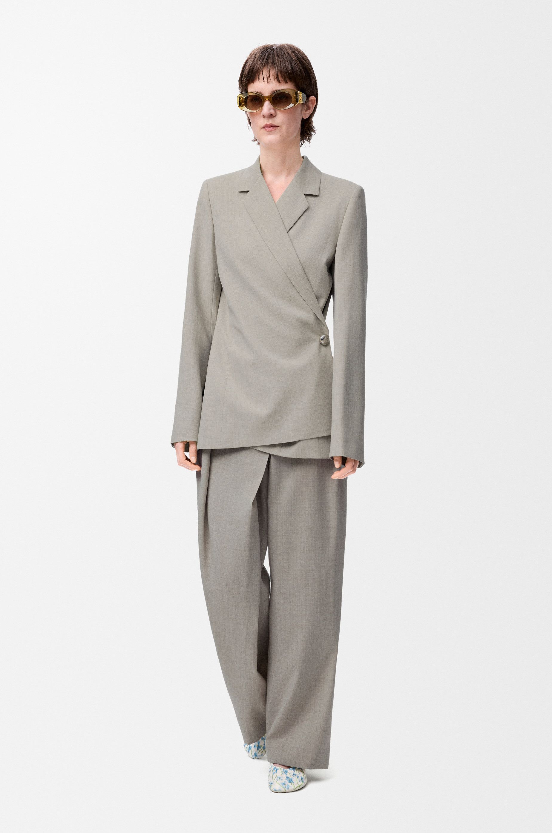 Loewe o1in1g0426 Tailored Jacket in Light Beige Melange Size S / US 4 / IT 40 - 2 Thumbnail