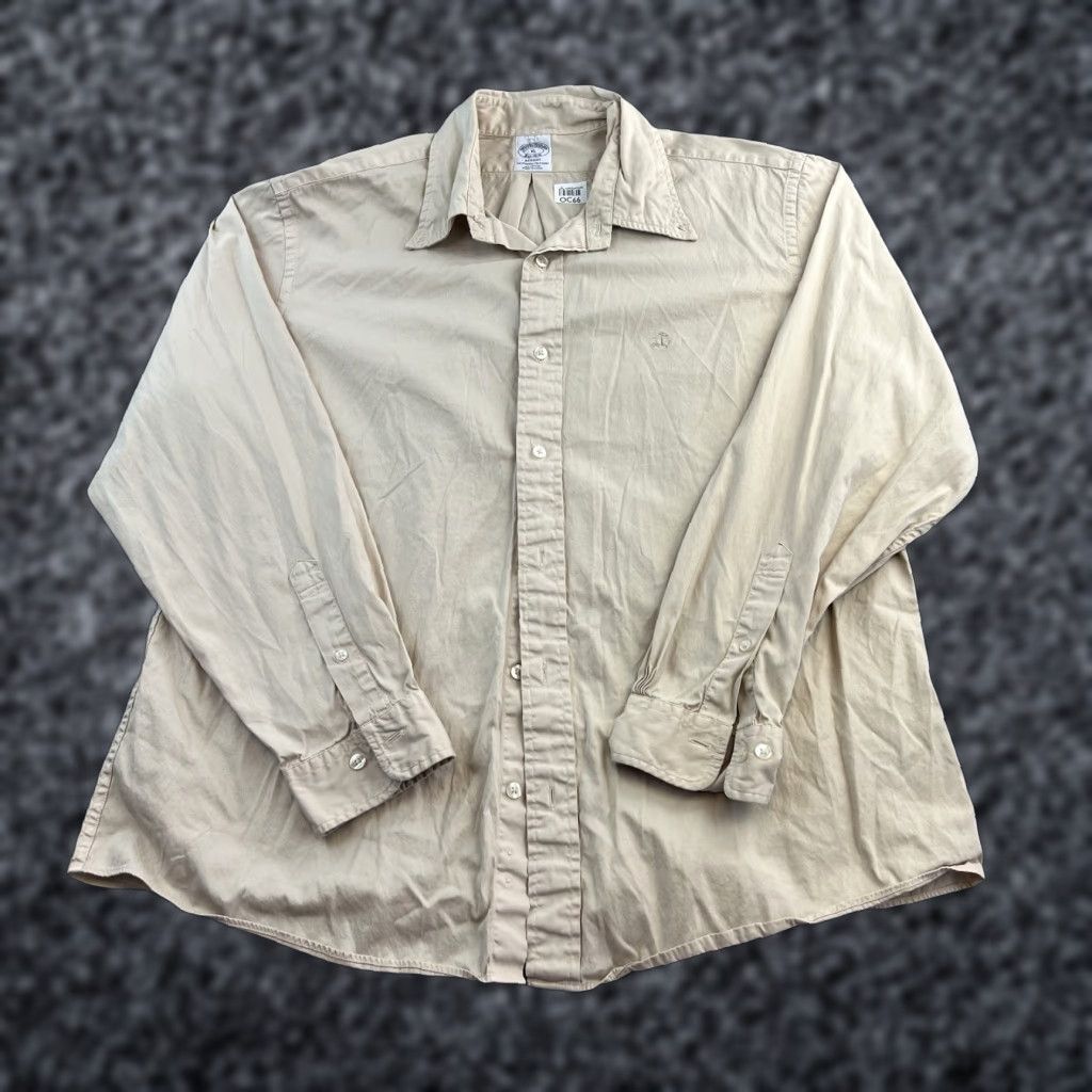 Brooks Brothers Brooks Brothers Regent Dress Shirt Mens XL Beige Long Sleeve Button Up Adult Size 46R - 1 Thumbnail