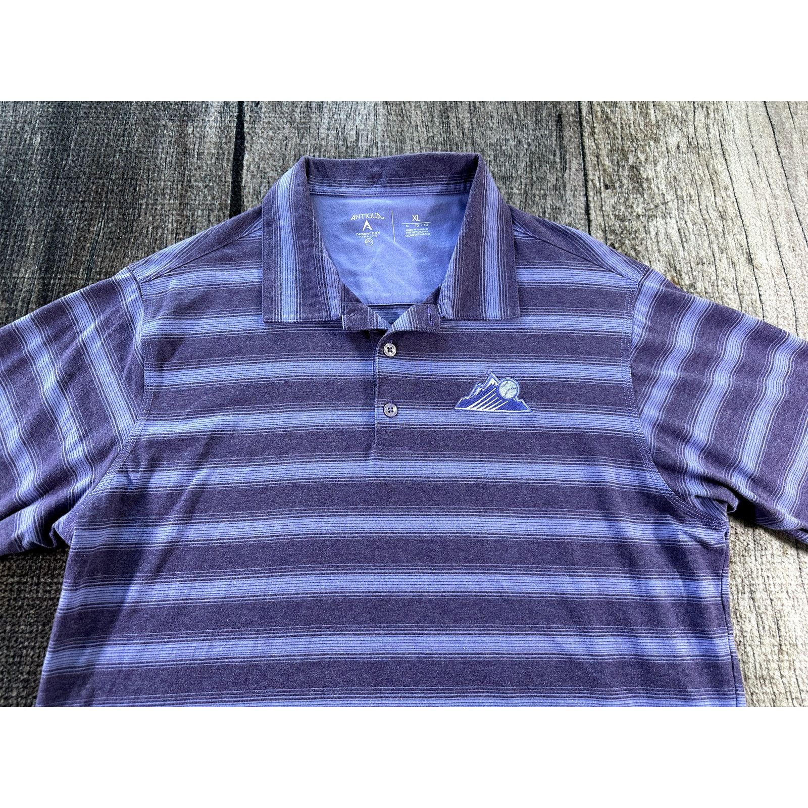 Antigua Colorado Rockies Antigua Striped Mens XL Polo Shirt MLB Size US XL / EU 56 / 4 - 2 Thumbnail