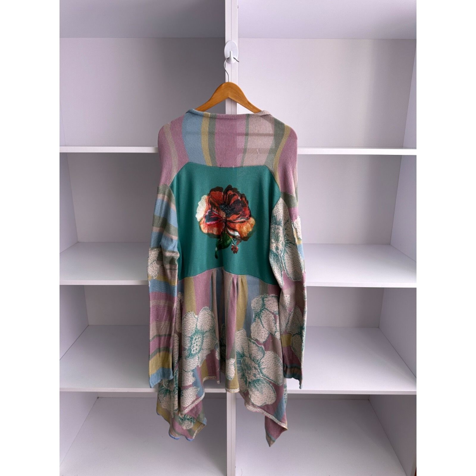 Vintage VTG Ivko Sebian Long Wrapover Cardigan Floral Pattern Print Size L / US 10 / IT 46 - 8 Thumbnail