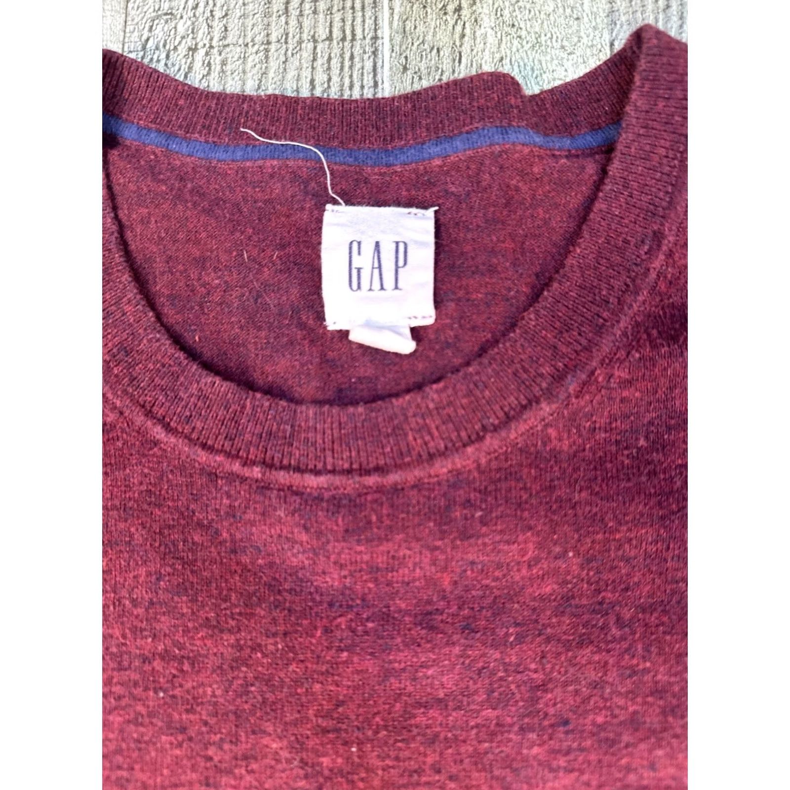 Gap Gap Mainstay Crew Sweater Mens Medium Burgundy Marled Cotton Blend Lightweight Size US XXL / EU 58 / 5 - 2 Thumbnail