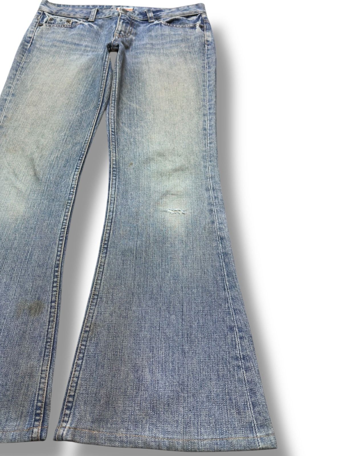 Le Grande Bleu (L.G.B.) Vintage Sweet Camel Flare Faded Denim Size US 31 - 4 Thumbnail
