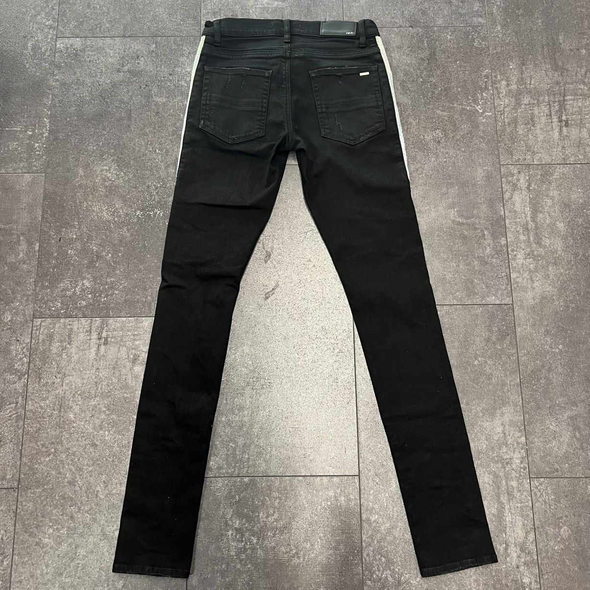 Amiri Amiri Track Skinny Fit Distressed Stretch Aged Black Denim Size US 29 - 2 Thumbnail