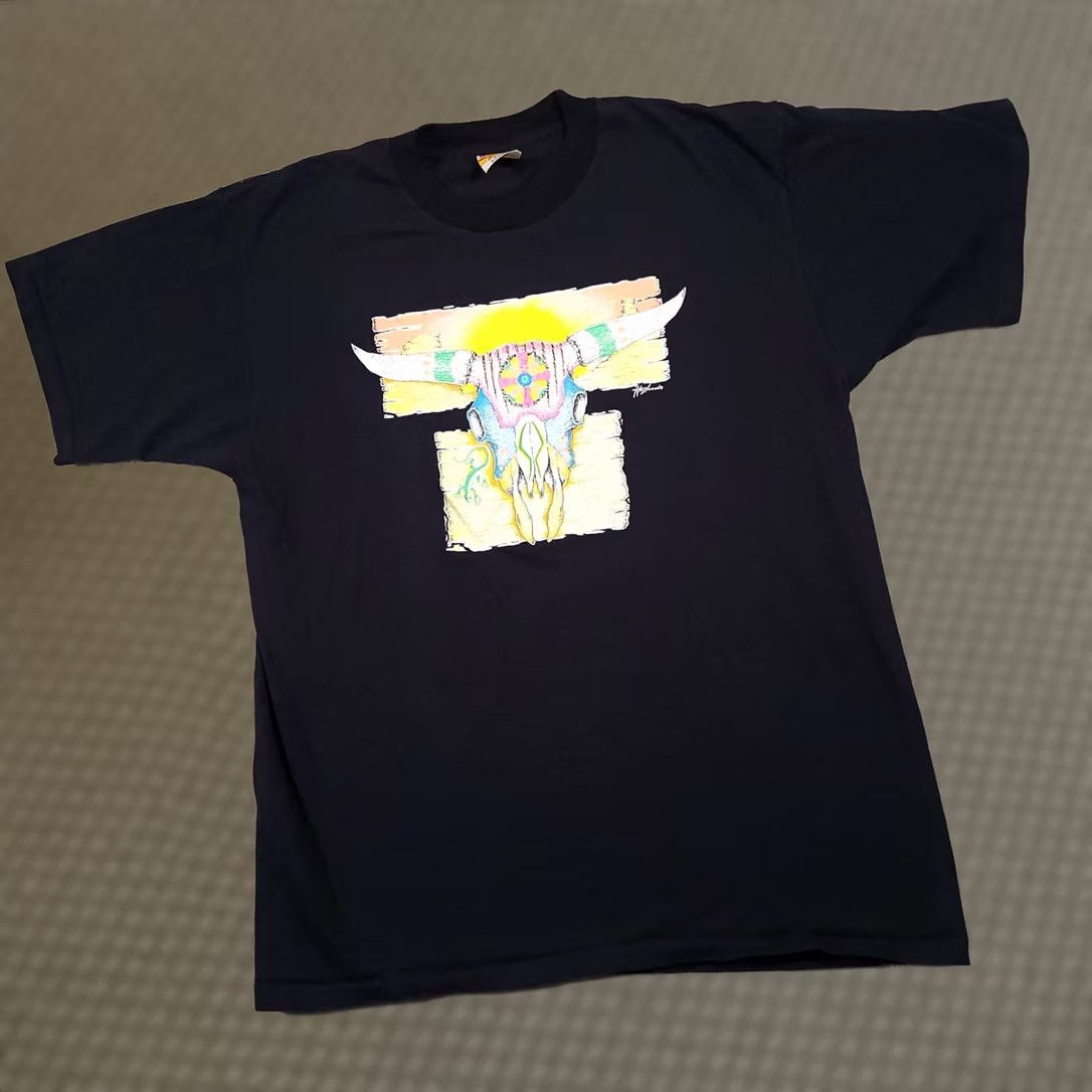 Vintage VINTAGE Hazelwood Team Premo Mexico Steer Skull Graphic T Shirt Mens XL USA Size US XL / EU 56 / 4 - 1 Thumbnail
