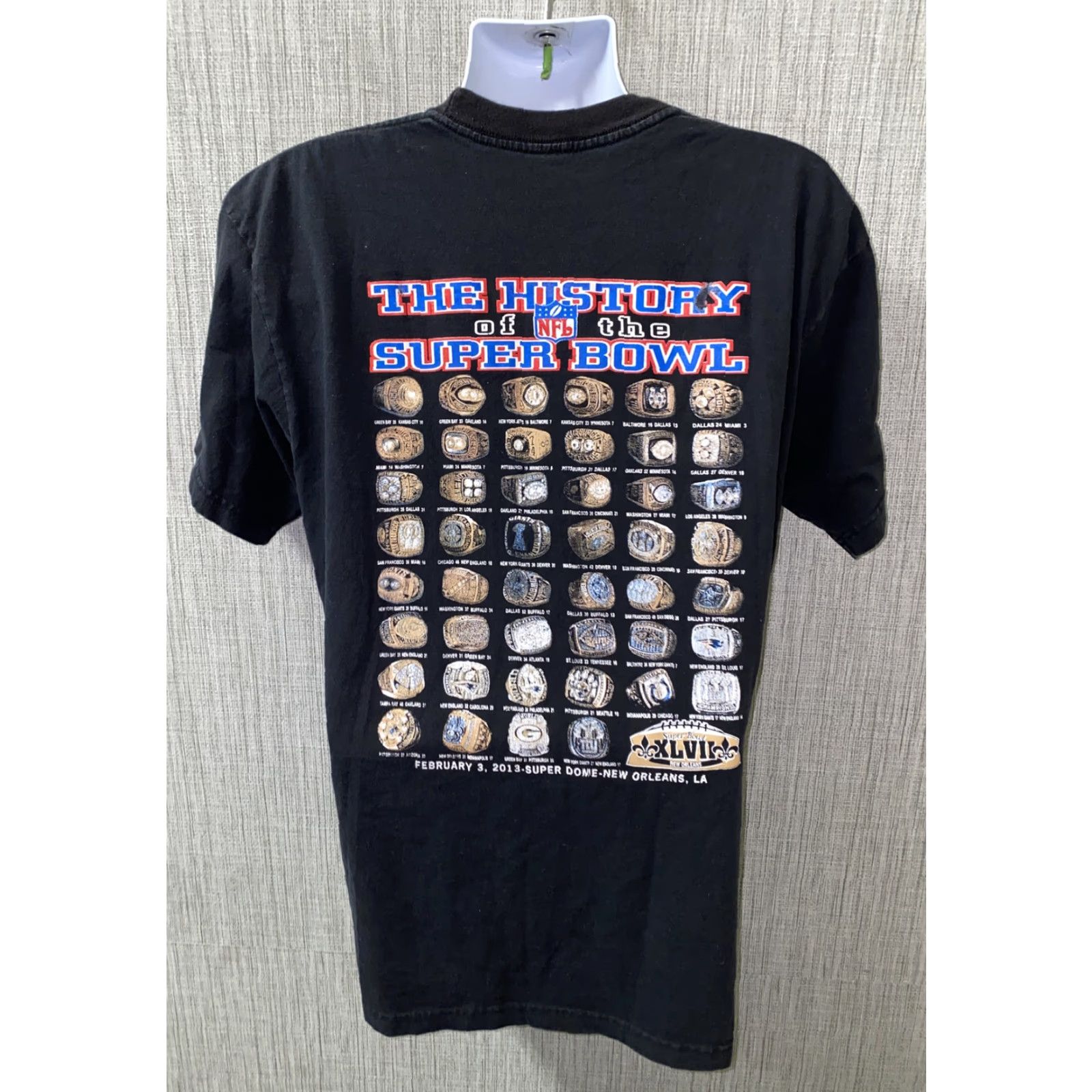 Vintage HRS Mens Black Superbowl XLVII NEW ORLEANS RAVENS T-Shirt Size XL Size US XL / EU 56 / 4 - 4 Thumbnail