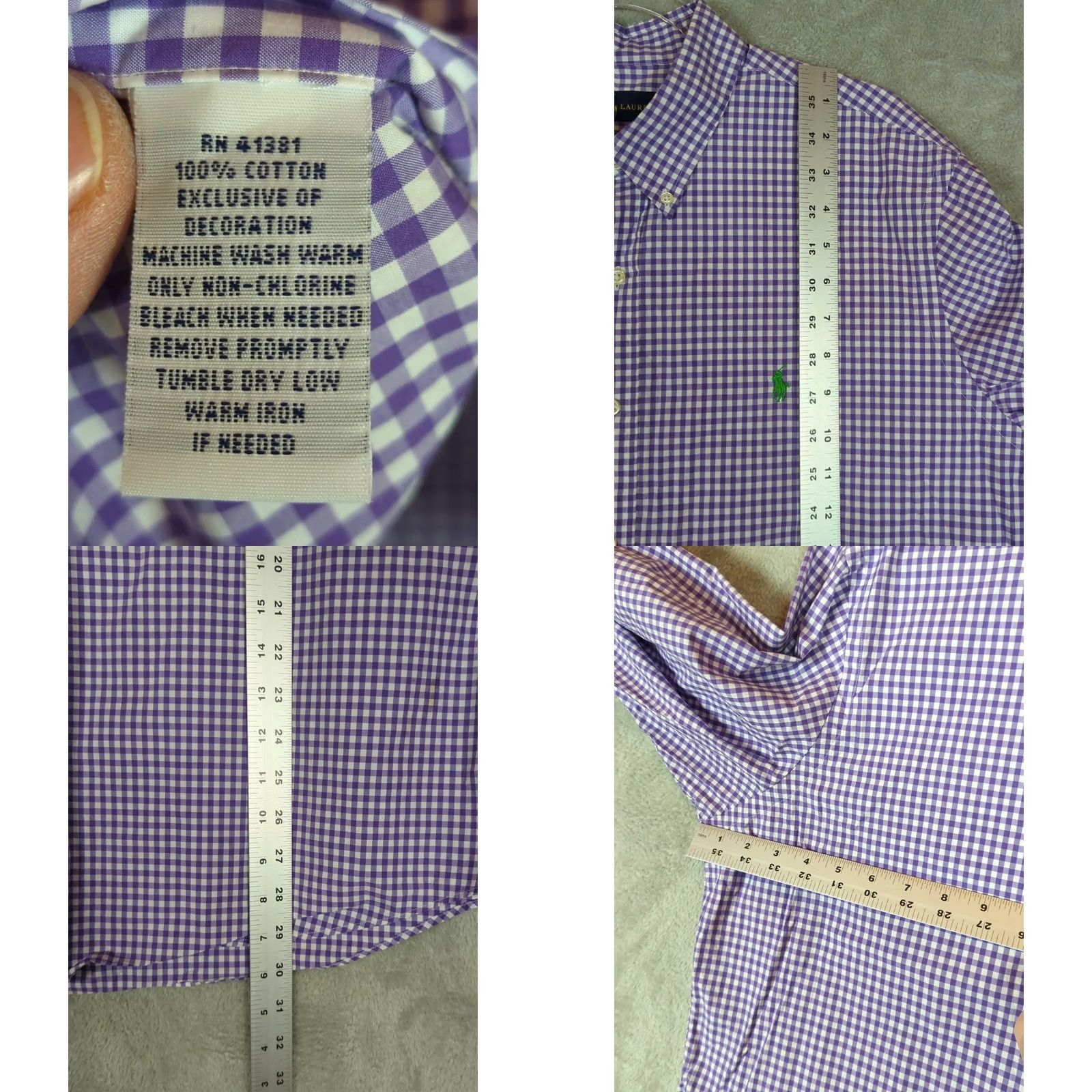Polo Ralph Lauren Polo Ralph Lauren Shirt Mens XL Purple Gingham Button-Up Long Sleeve with Pony Logo Embroidered Pocket Classic Fit Size US XL / EU 56 / 4 - 8 Thumbnail