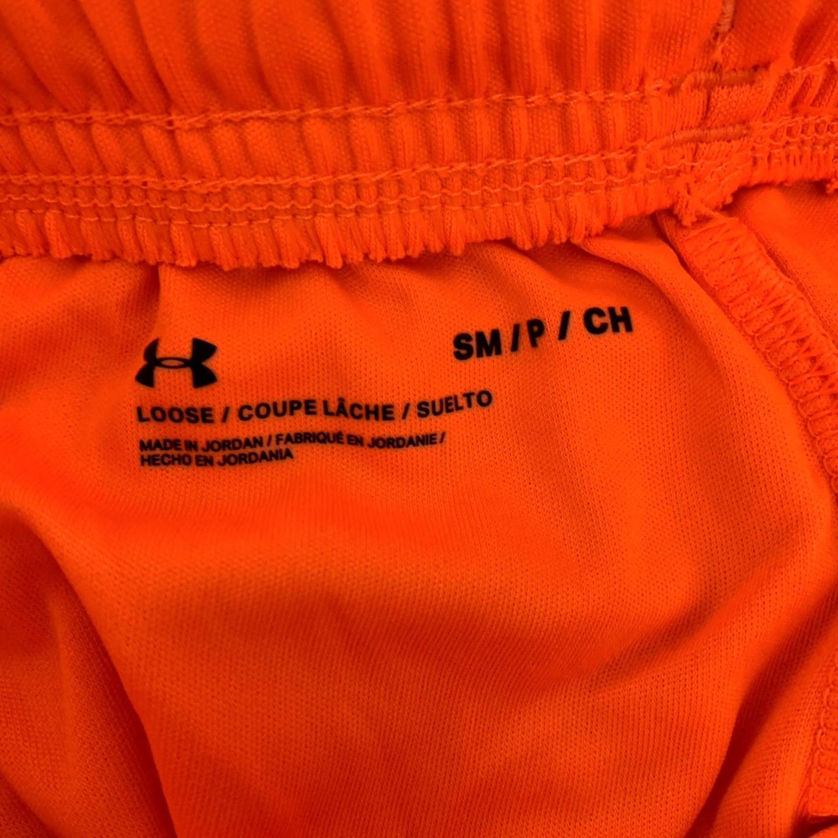 Under Armour Under Armour Mens Small Loose Fit Tech Logo Neon Orange Pockets Shorts 1306443 Size US 29 - 3 Thumbnail