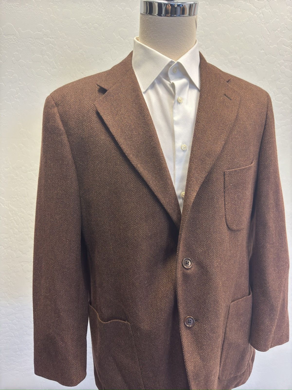 Paul Stuart Paul Stuart Herringbone Soft Wool Unconstructed Suit Jacket Size 46R - 4 Thumbnail