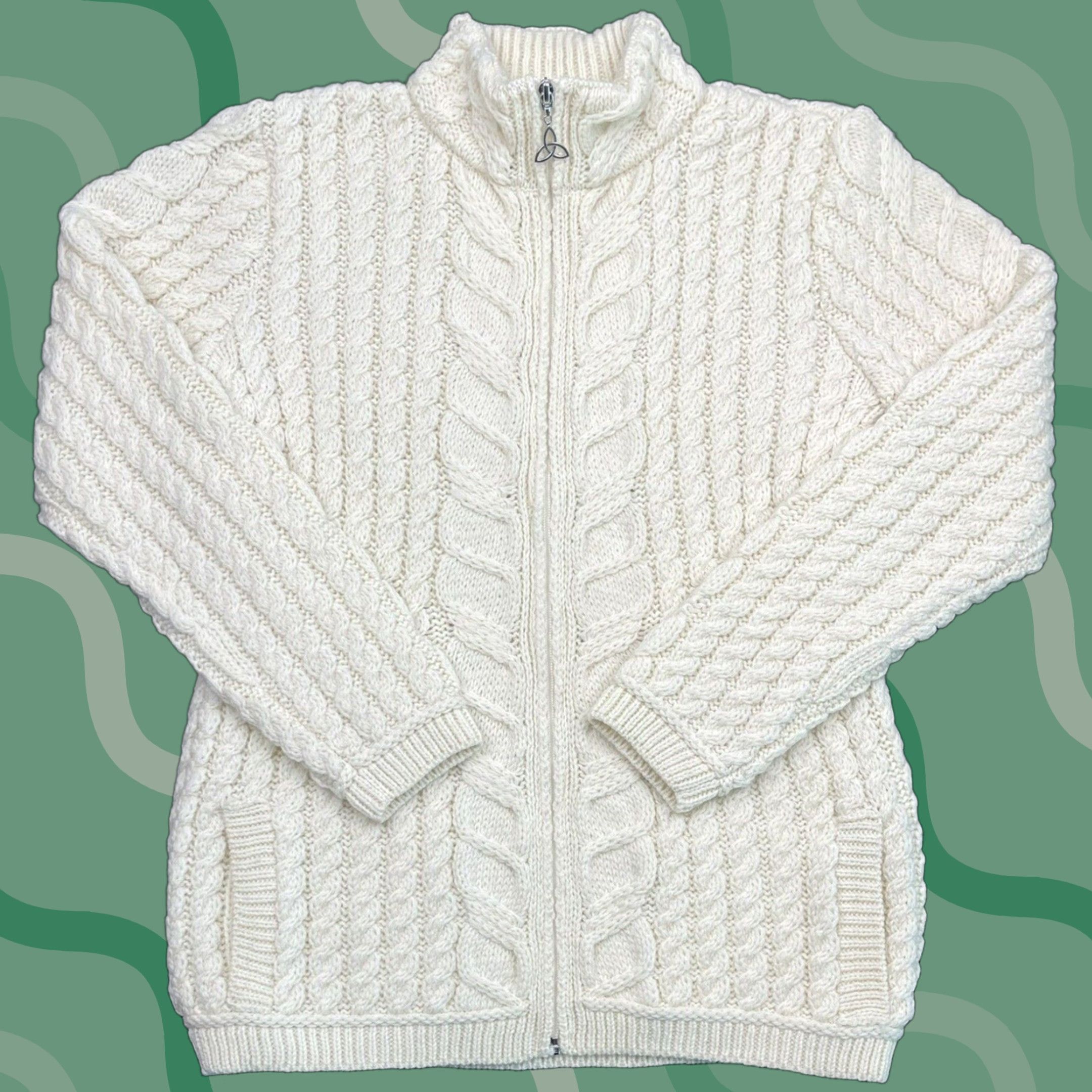 Vintage VINTAGE Aran Crafts Merino Wool Cable Knit Cardigan Sweater Womens M Ivory Size M / US 6-8 / IT 42-44 - 1 Thumbnail