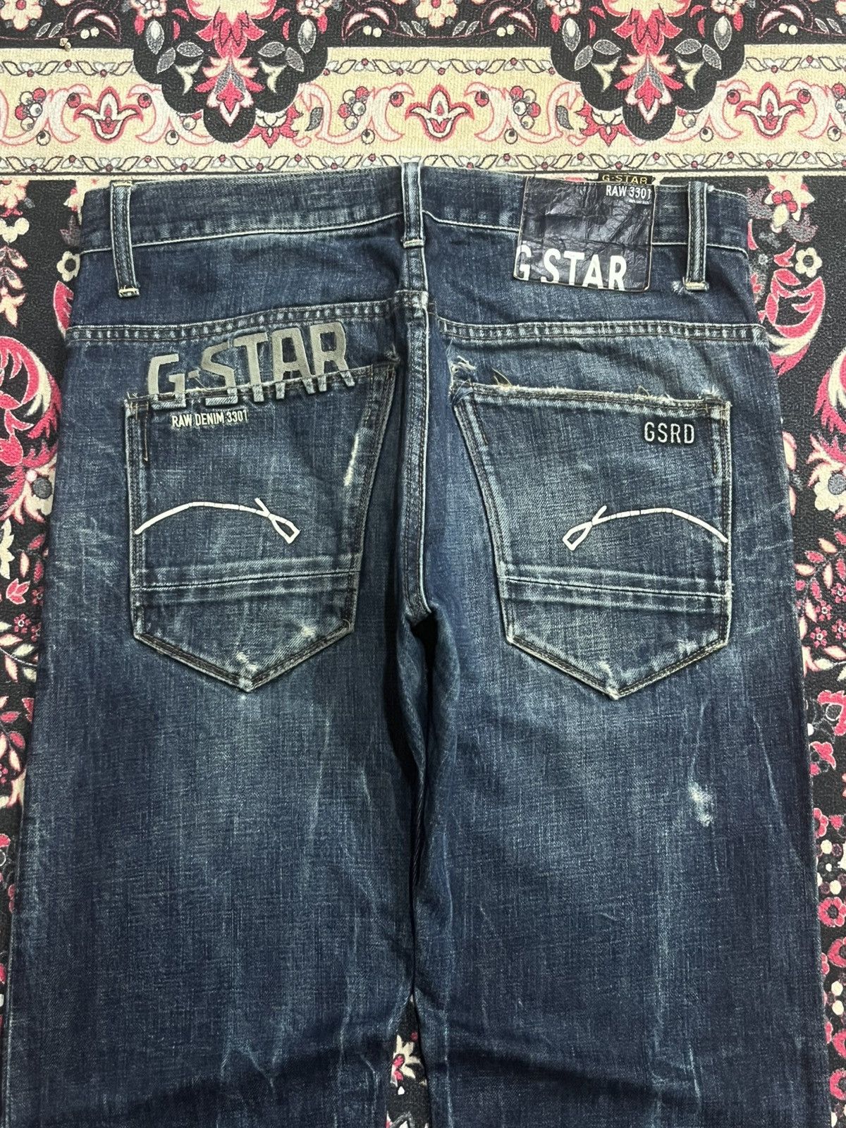 G-Star Vintage Japanese Brand G Star Dark Blue Way Whisker Jeans Size US 32 / EU 48 - 9 Thumbnail