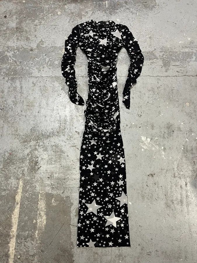 Dolce & Gabbana × Vintage FW2011 Dolce & Gabbana Pleated Star Black Dress Size S / US 4 / IT 40 - 1 Thumbnail