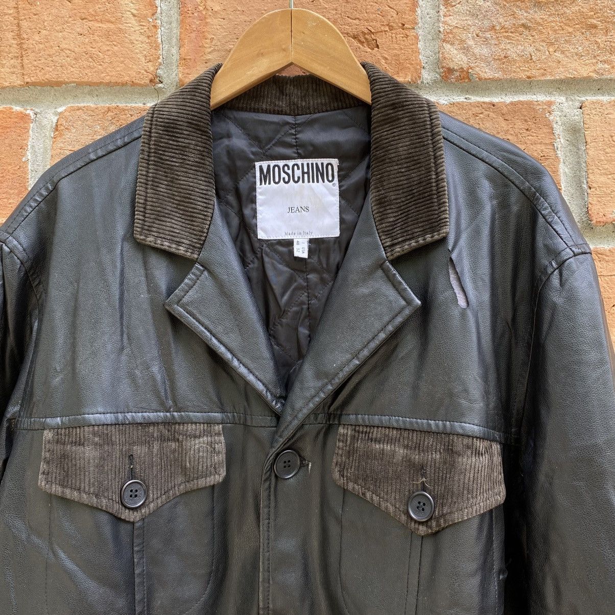 Moschino Moschino Brown Fux Leather & Corduroy Panel Jacket Size US M / EU 48-50 / 2 - 2 Thumbnail
