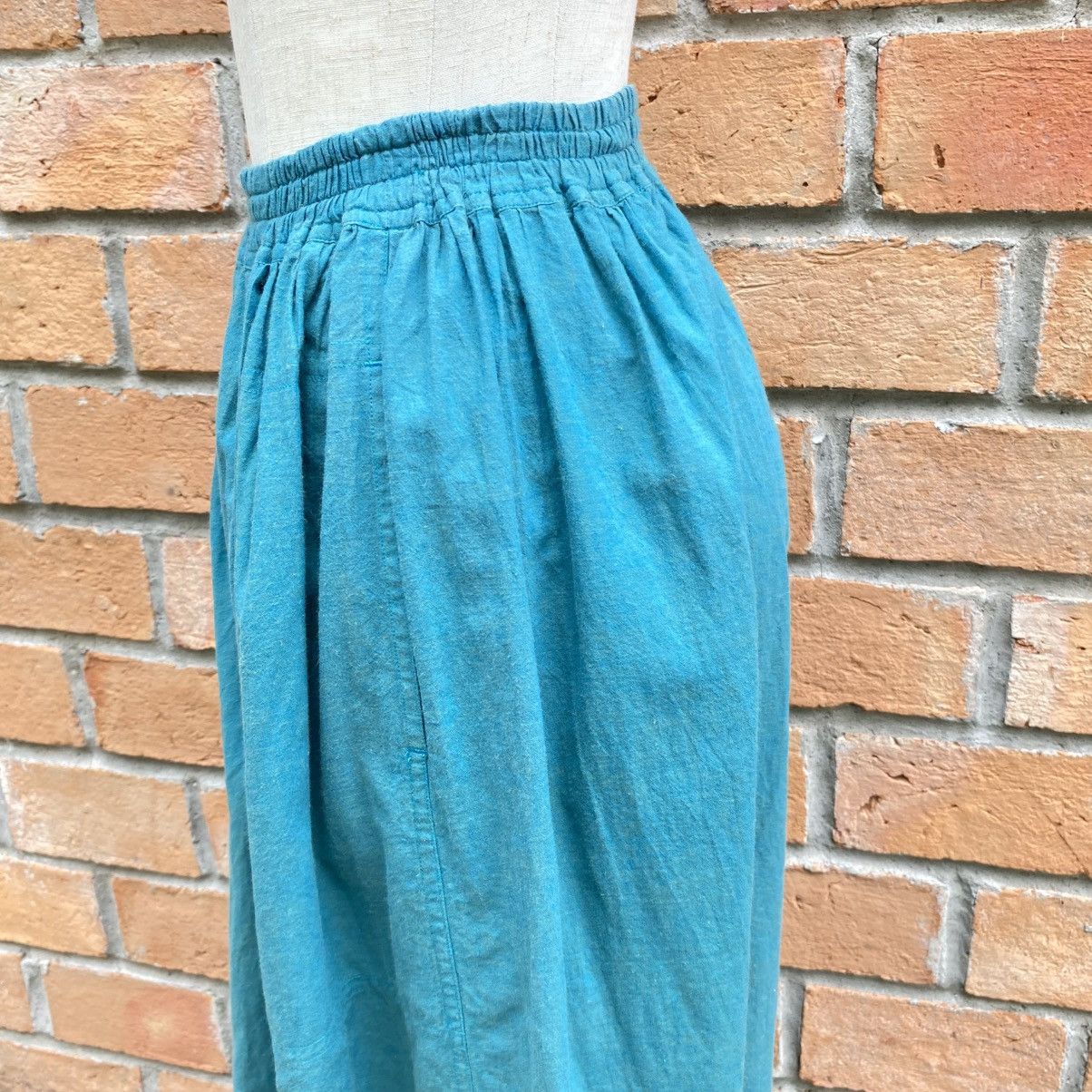 Issey Miyake Plantation Teal Cotton Midi Skirt Size 25" / US 0 / IT 36 - 16 Thumbnail