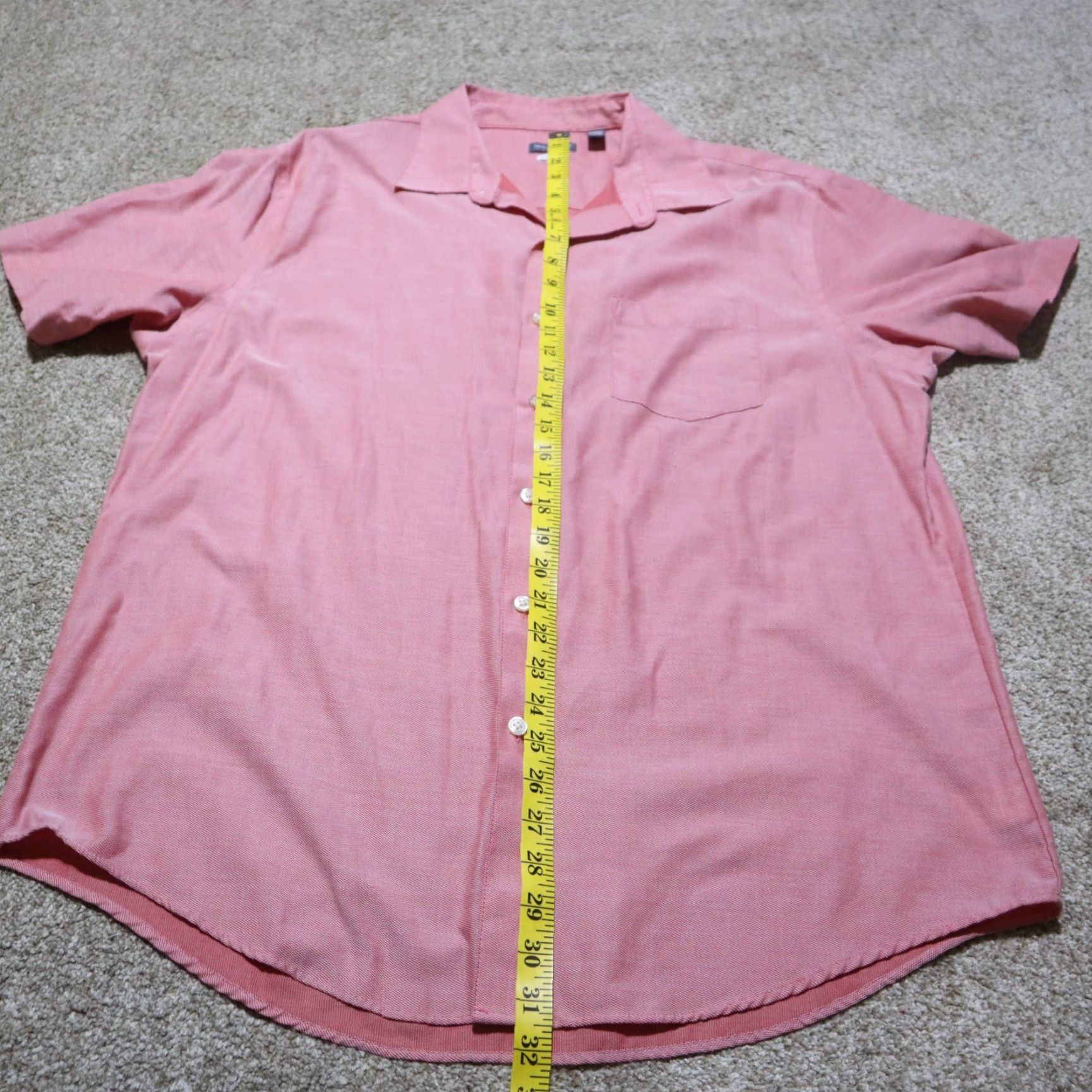 Van Heusen Van Heusen Shirt Pink Solid Salman Pocket Button Up Mens Size XL 17.5 100% Cotton Regular Short? Size 46R - 6 Thumbnail