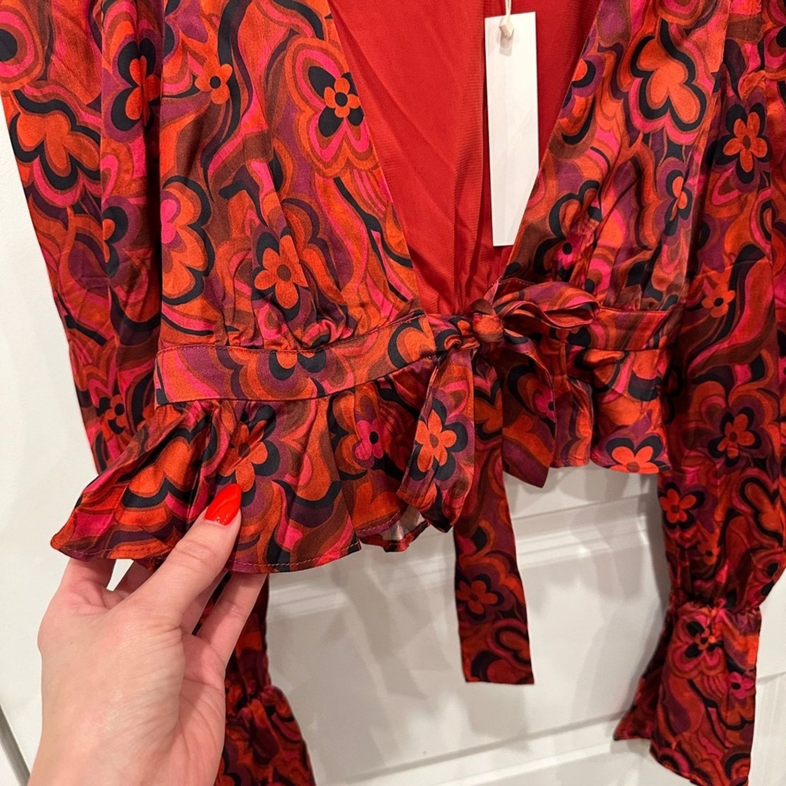 For Love & Lemons NWT For Love And Lemons Davina Tie Front Blouse Size S / US 4 / IT 40 - 5 Thumbnail