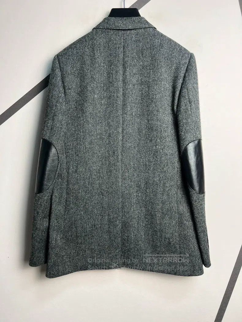Celine Celine Elbow Leather Patch Herringbone Wool Blazer Size XS / US 0-2 / IT 36-38 - 2 Thumbnail