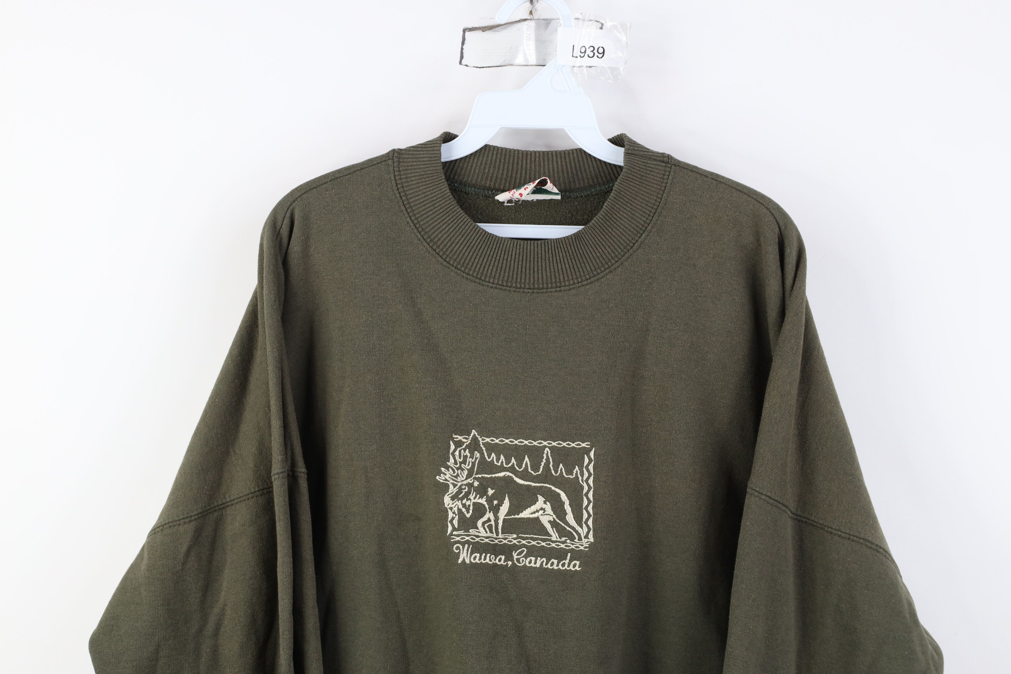 Vintage Vintage 90s Streetwear Wawa Canada Moose Sweatshirt Green Size US XL / EU 56 / 4 - 2 Thumbnail