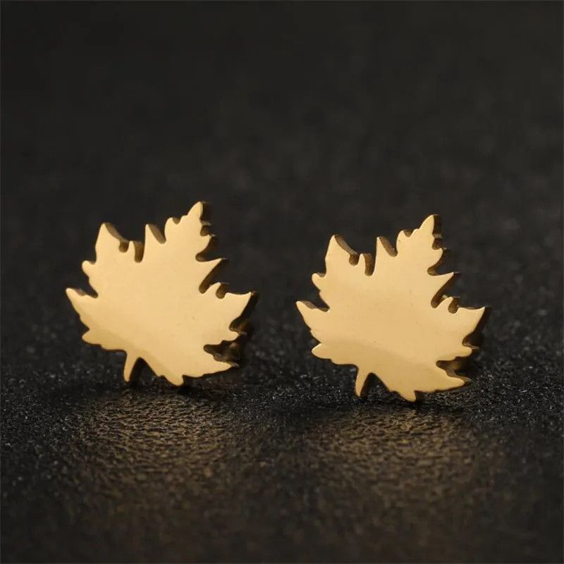 Jewelry Maple Leaf Stud Earrings Charm Earring Gift Size ONE SIZE - 2 Thumbnail