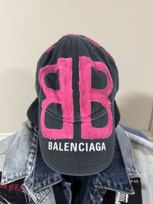 Balenciaga *RARE* BALENCIAGA SPRAY PAINT PINK CAP PARIS Grailed