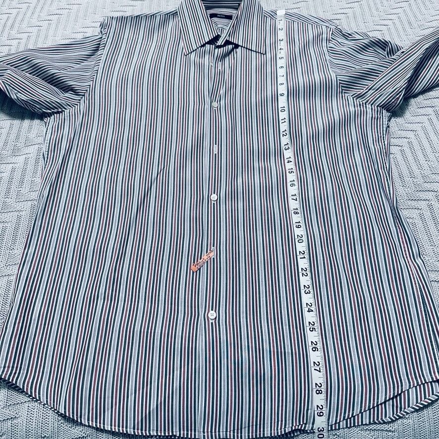 Hugo Boss Hugo Boss red and gray striped button down Size US L / EU 52-54 / 3 - 8 Thumbnail