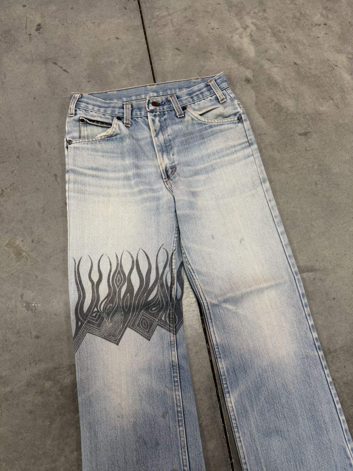 Vintage Light Wash Bootcut 70s Stenciled Jeans ERD Grunge Punk Size US 29 - 3 Thumbnail