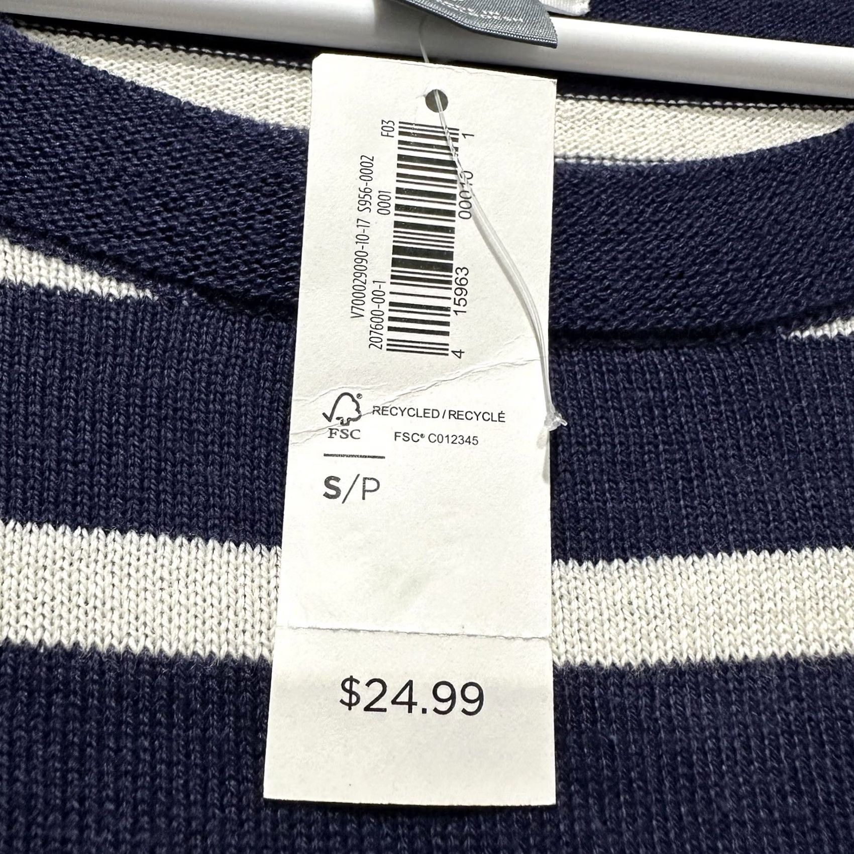 Old Navy NWT Old Navy Sweater Womens Small Blue White Striped Long Sleeve Crew Neck Size S / US 4 / IT 40 - 4 Thumbnail