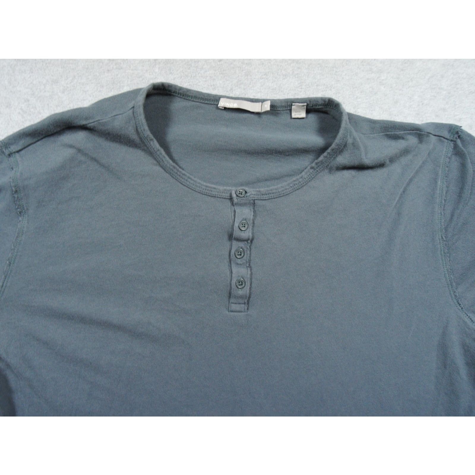 Vince Vince Shirt Mens XL Blue Henley Long Sleeve Preppy Casual Cotton Size US XL / EU 56 / 4 - 2 Thumbnail