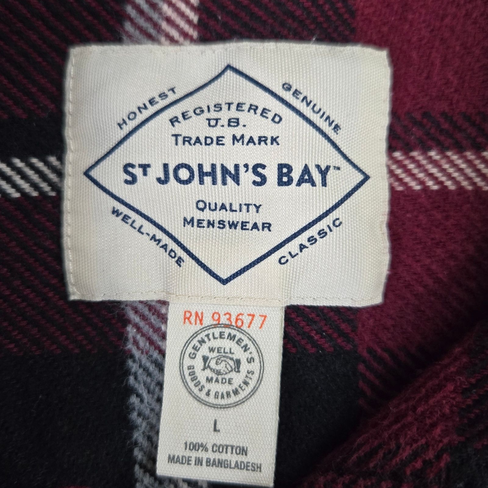St. Johns Bay Dark Cherry Red Plaid Flannel Size Large Size US L / EU 52-54 / 3 - 5 Thumbnail