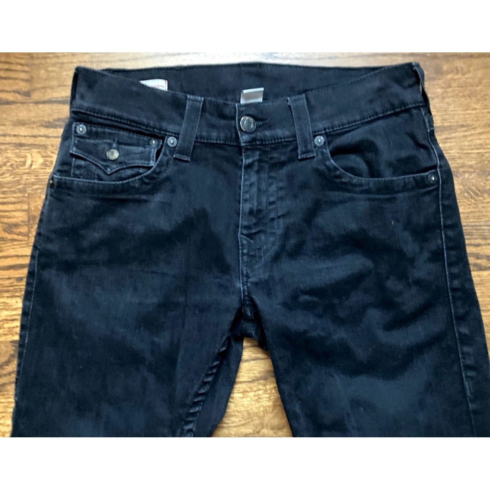 True Religion VINTAGE True Religion Jeans Mens Sz 31x33 Rocco Relaxed Skinny Flap Black Denim Stretch Size US 31 - 3 Thumbnail