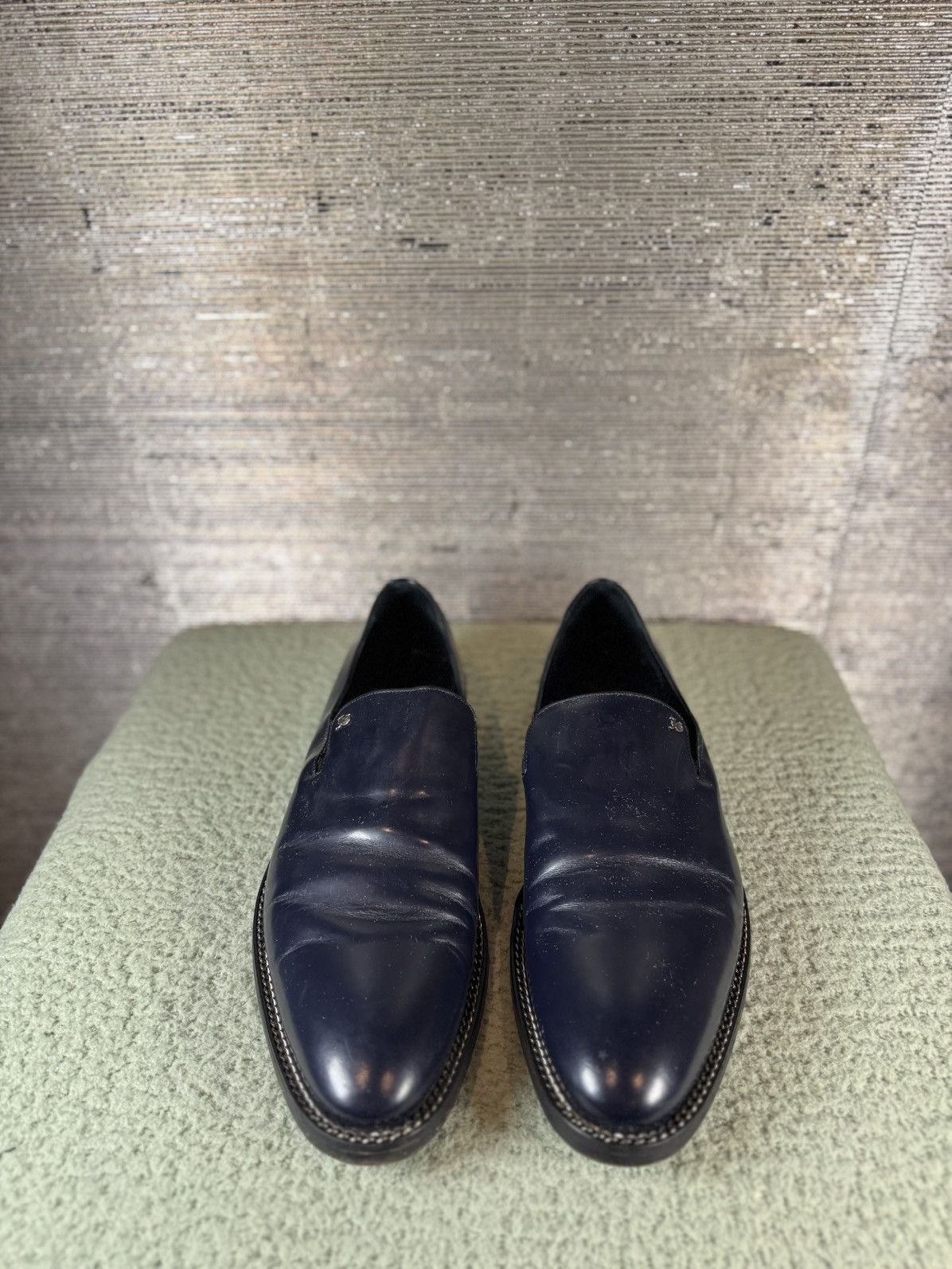 John Galliano John Galliano Navy Blur Leather Flats Size US 10 / EU 43 - 2 Thumbnail