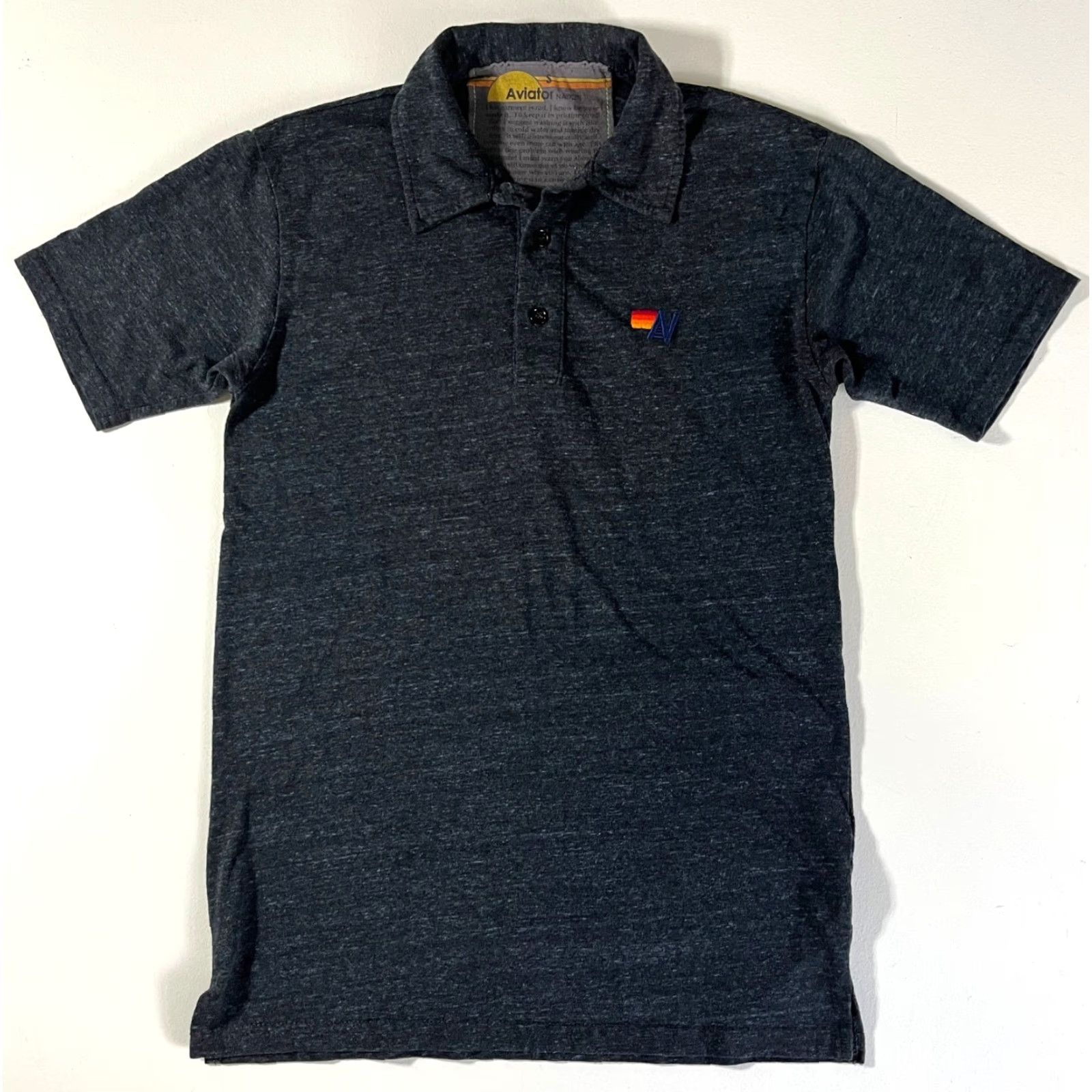 Aviator Nation Aviator Nation Polo Shirt Mens Short Sleeve Logo Charcoal S | Cotton Blend | Button Collar | Solid Size US S / EU 44-46 / 1 - 7 Thumbnail
