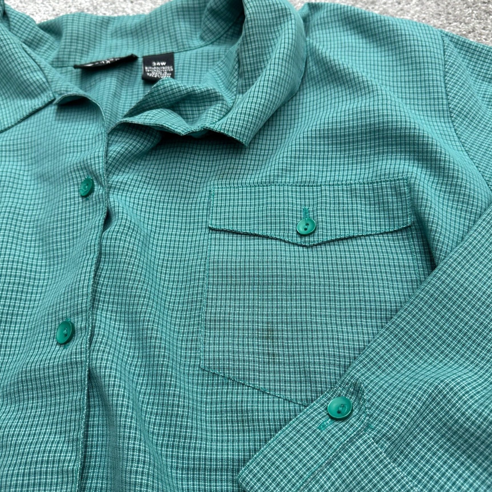 Vintage Maggie Barnes Button Up Shirt Womens 34W Green Check Long Sleeve Casual Blouse Size XXS / US 00 / IT 34 - 4 Thumbnail