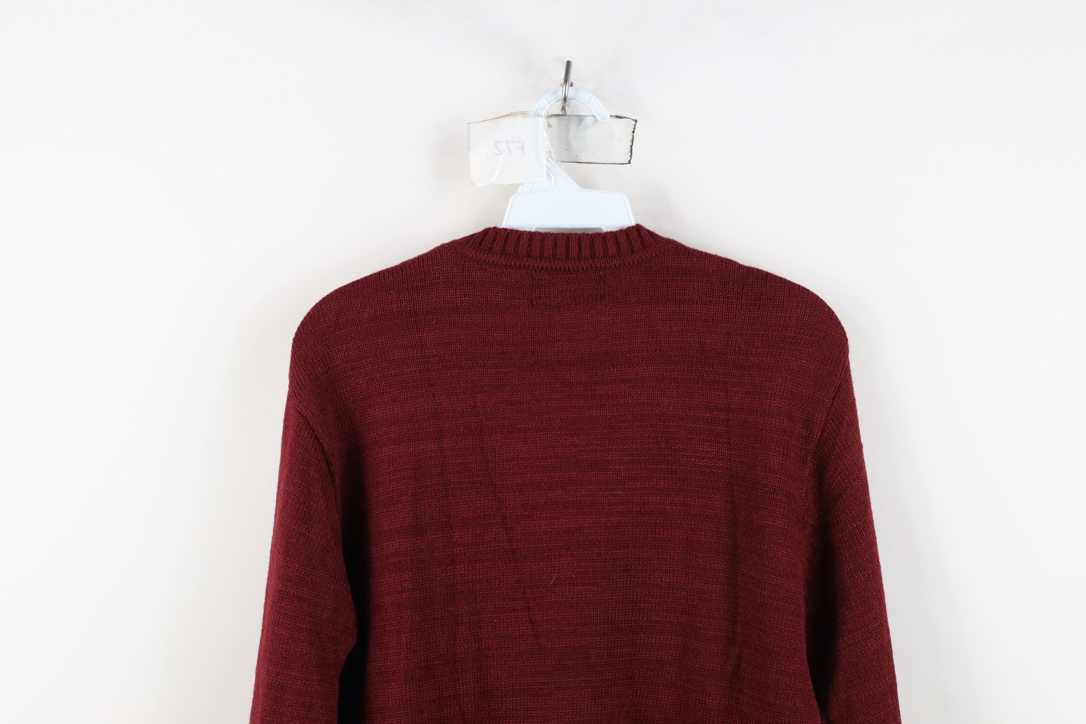 Vintage Vintage 70s Streetwear Diamond Knit Crewneck Sweater Red Size L / US 10 / IT 46 - 10 Thumbnail