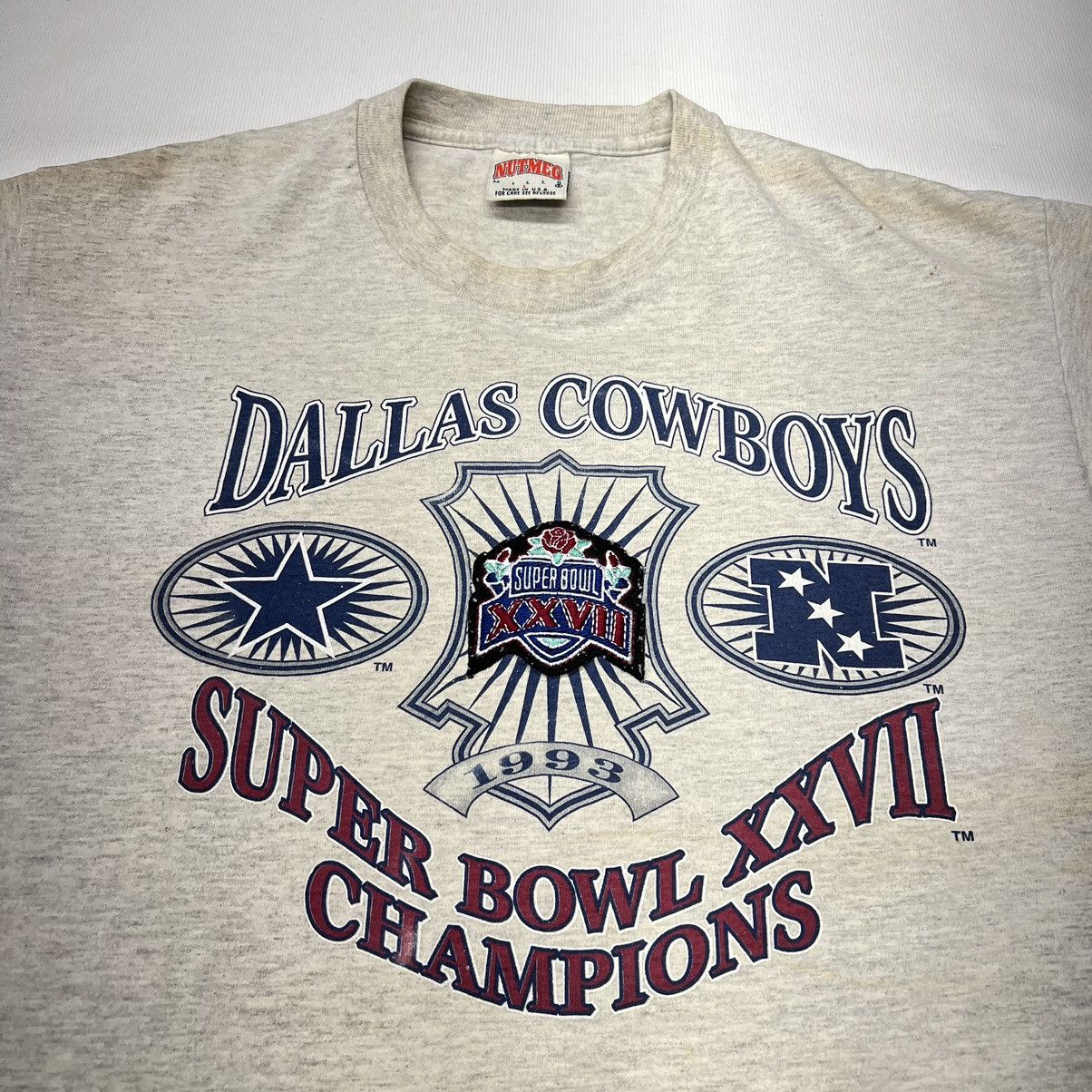 Nutmeg × Vintage VTG Dallas Cowboys Tee Shirt Grey Champion Rose Bowl 90s Size US L / EU 52-54 / 3 - 2 Thumbnail
