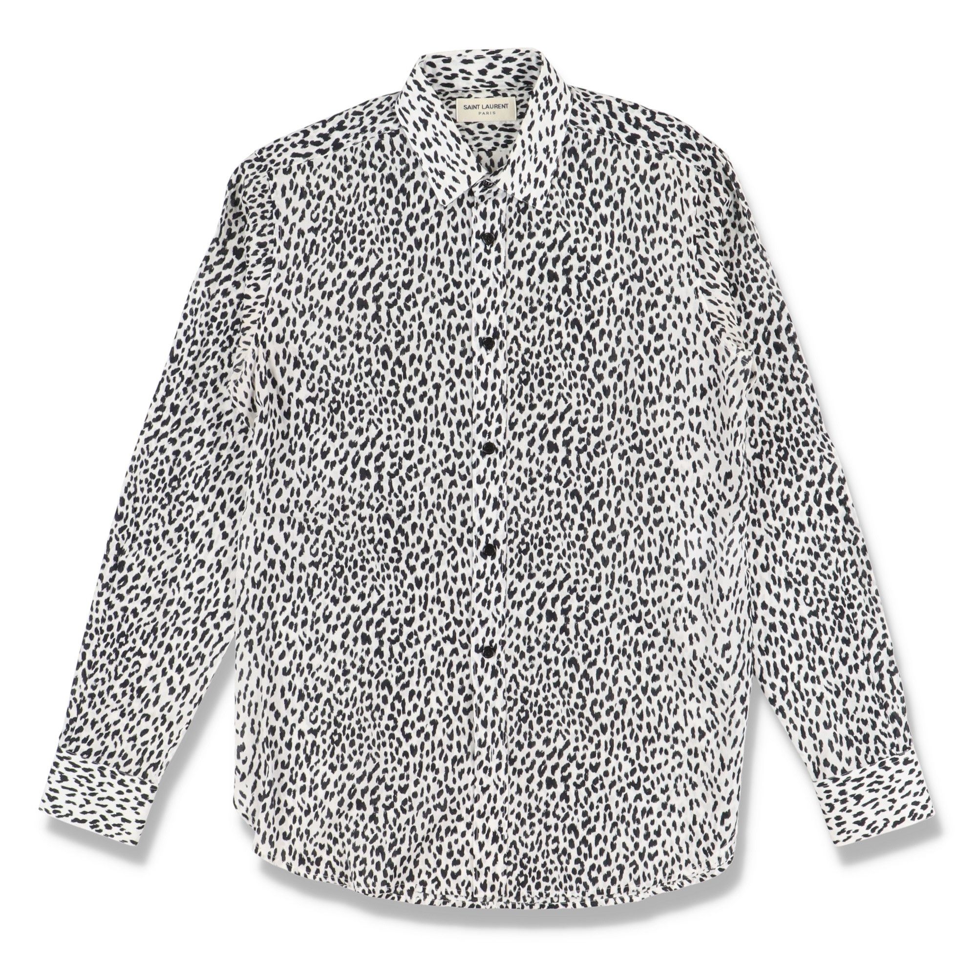 image of Saint Laurent Paris Ss15 White Babycat Print Shirt, Men's (Size Small)