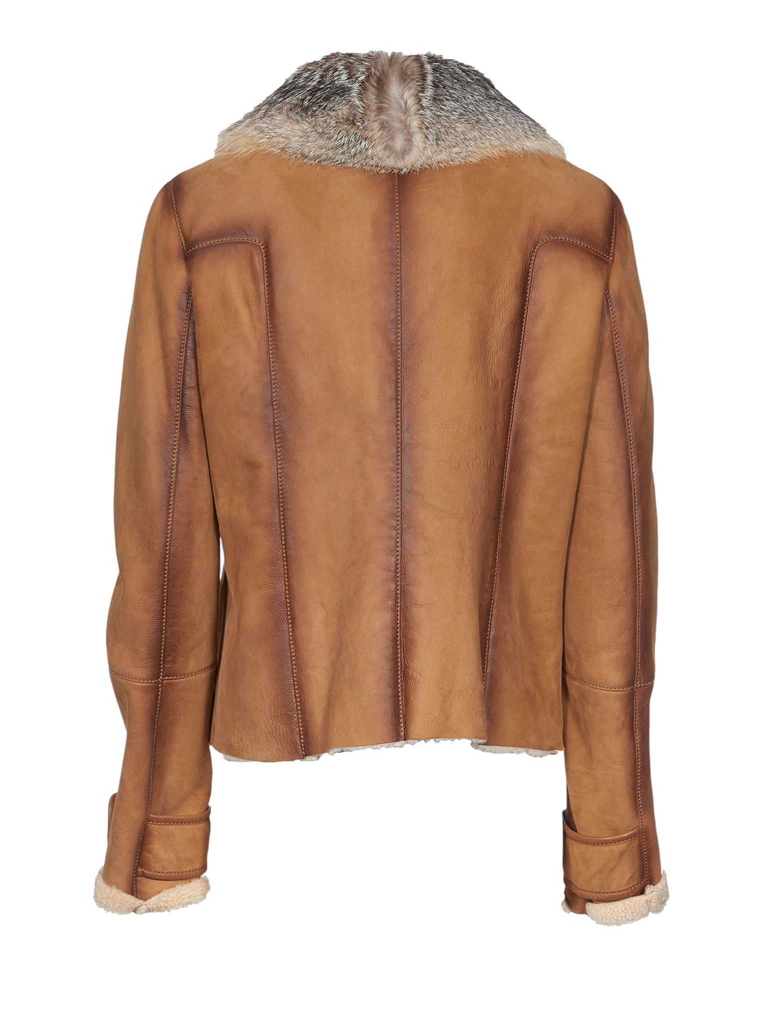 Gucci FOX FUR COLLAR SHEARLING LEATHER COAT JACKET Size S / US 4 / IT 40 - 2 Thumbnail