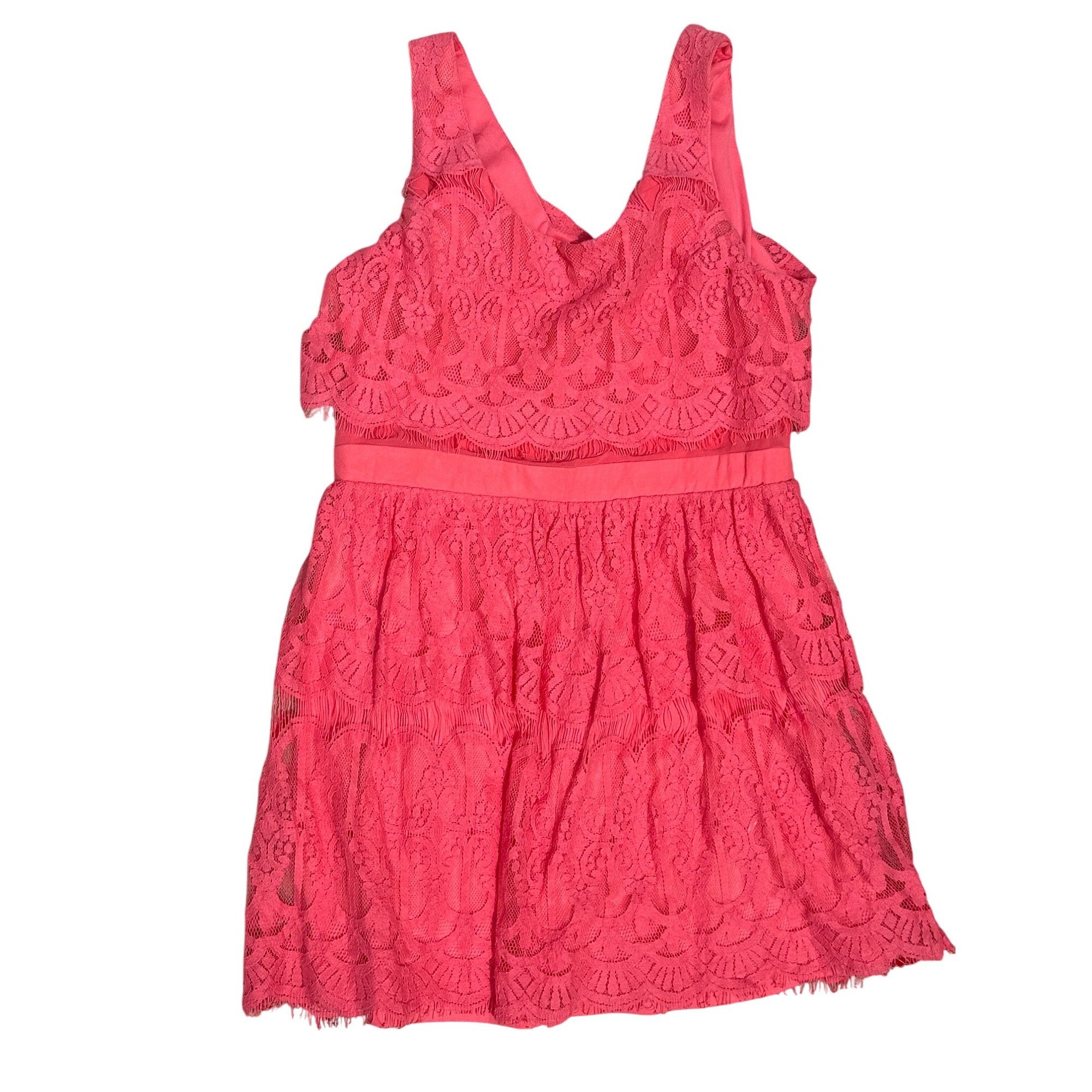 Other As U Wish NWT 13 Flirty Tiered Coral Lace Dress Open Back De Size XL / US 12-14 / IT 48-50 - 9 Thumbnail