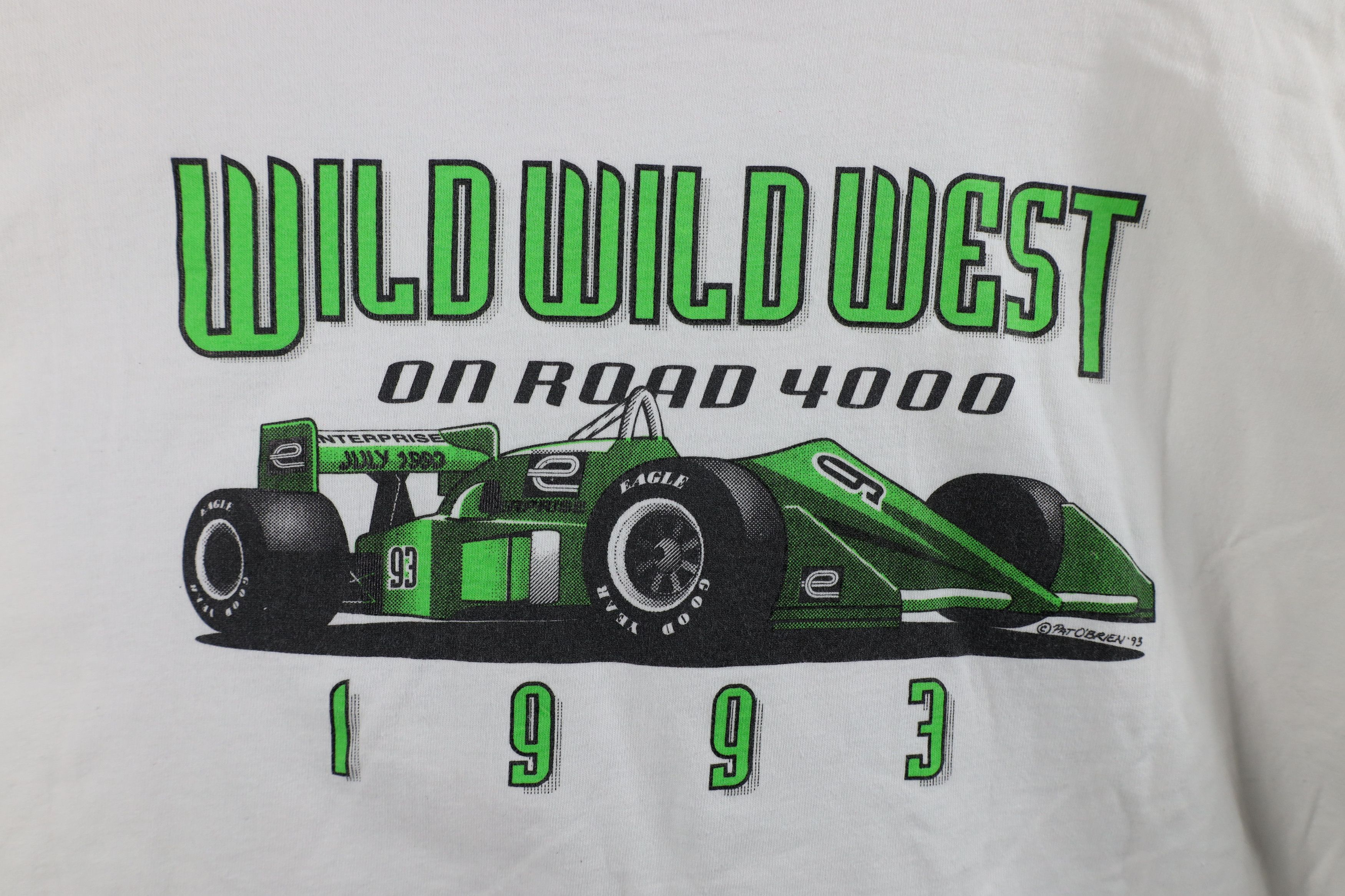Vintage Vintage 90s Wild Wild West On Road 4000 Car Race T-Shirt USA Size US XL / EU 56 / 4 - 10 Thumbnail