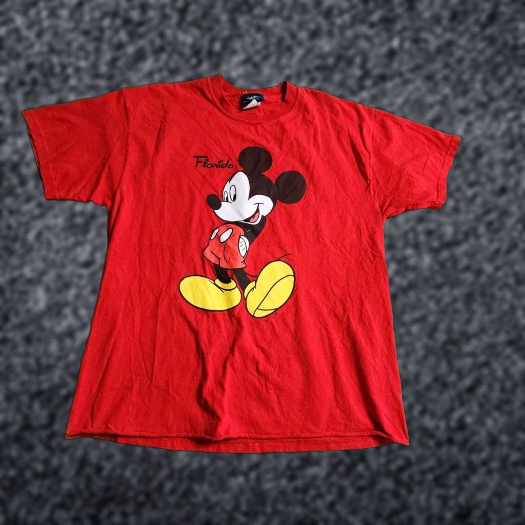 Disney VINTAGE Disney Mickey Mouse Florida Theme Park Tourist T Shirt Distress Mens XL Red 90s Cap? Size US XL / EU 56 / 4 - 1 Thumbnail