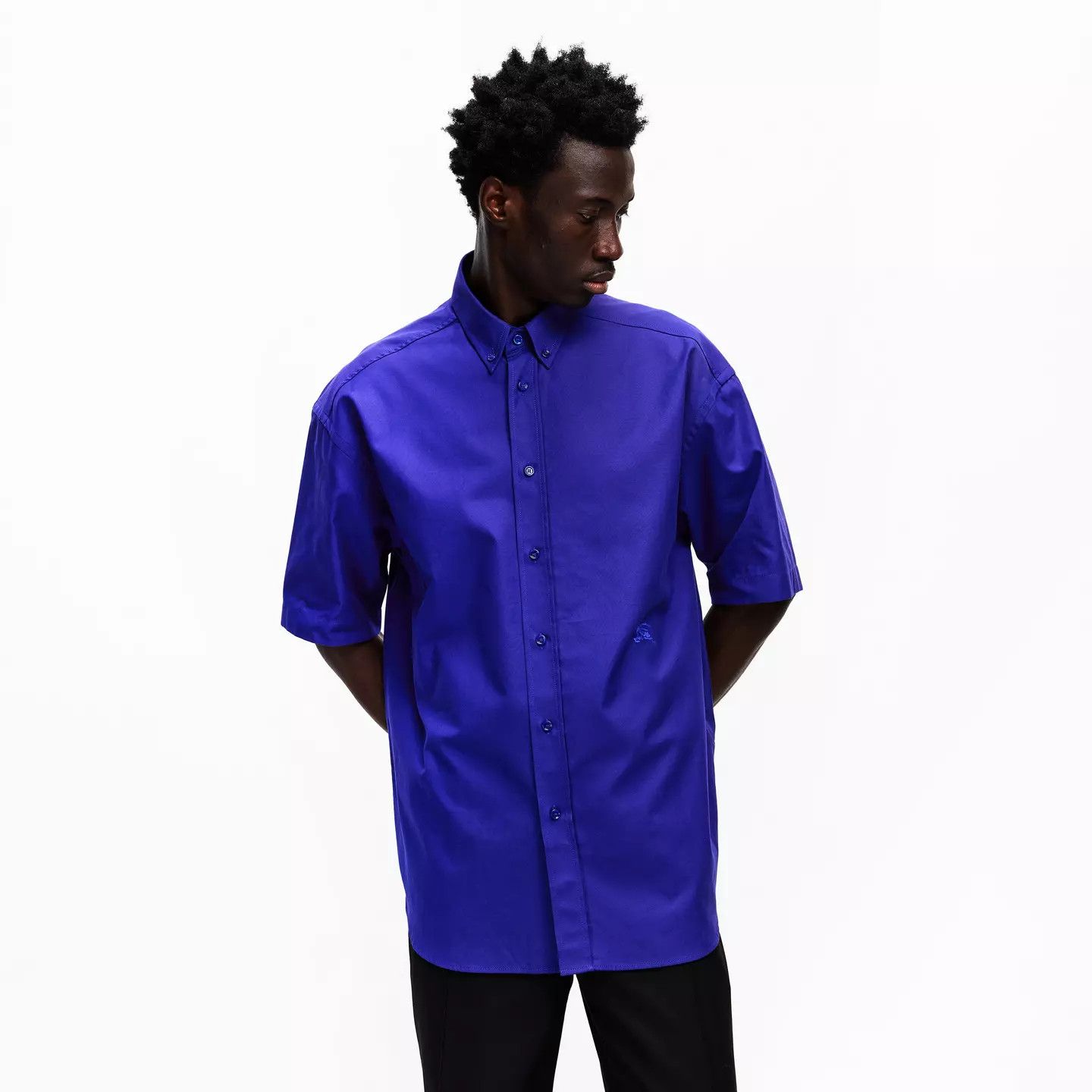 Burberry o1g2r1mq0426 Short-Sleeve Oxford Shirt in Blue Size US M / EU 48-50 / 2 - 4 Thumbnail