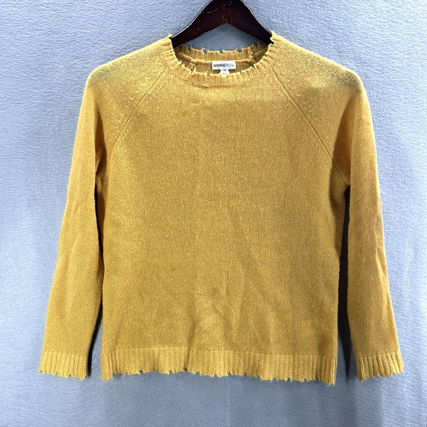 Vintage Minnie Rose Sweater Womens XS Crewneck Yellow Cashmere Knit Pullover Bohemian Classic Style Lightweight Sweater XS Womens Size XS / US 0-2 / IT 36-38 - 2 Thumbnail