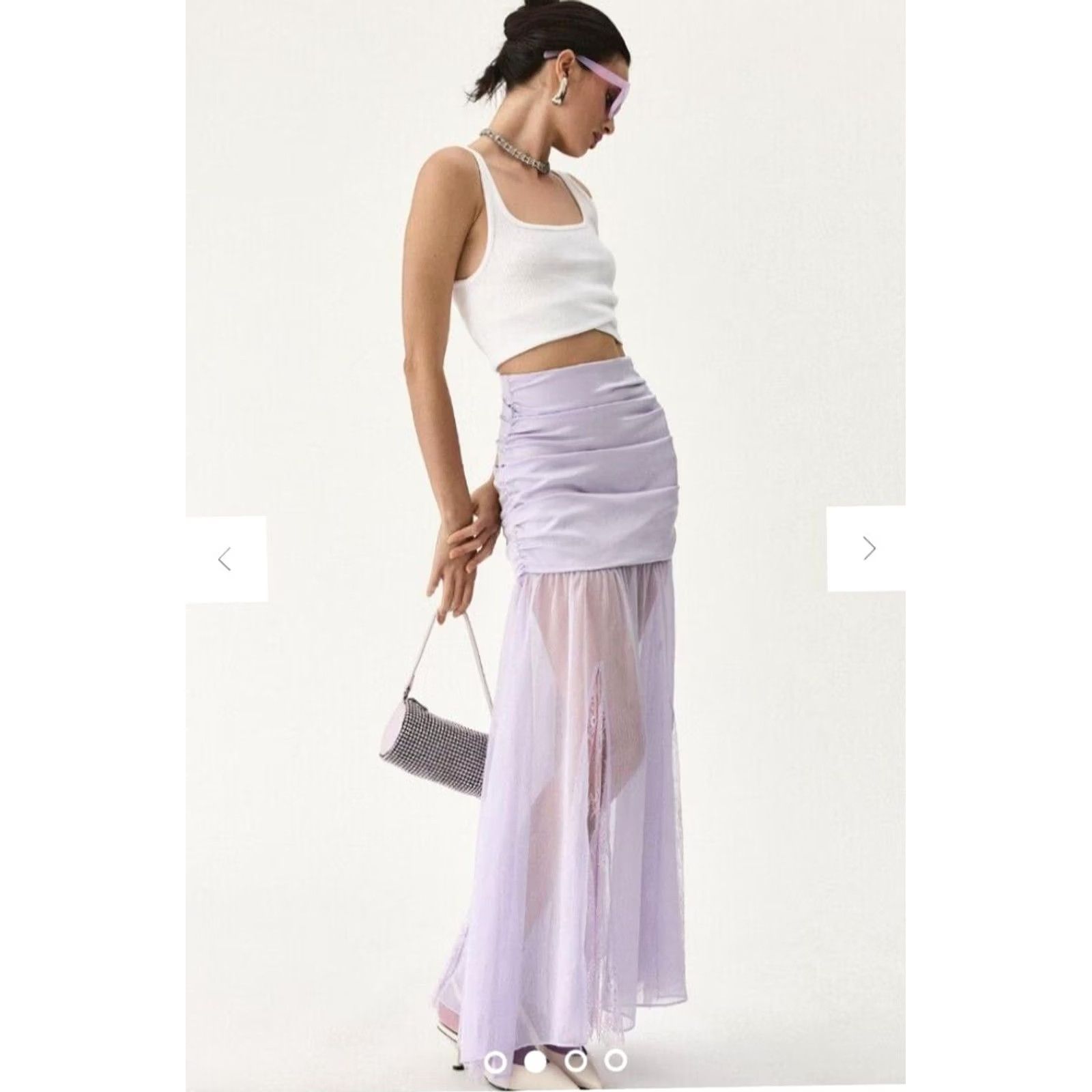 Anthropologie Mare Anthropologie Women's Maxi Skirt XS New Light Lavender Overlay Lace Zip Purple Size 26" / US 2 / IT 38 - 2 Thumbnail