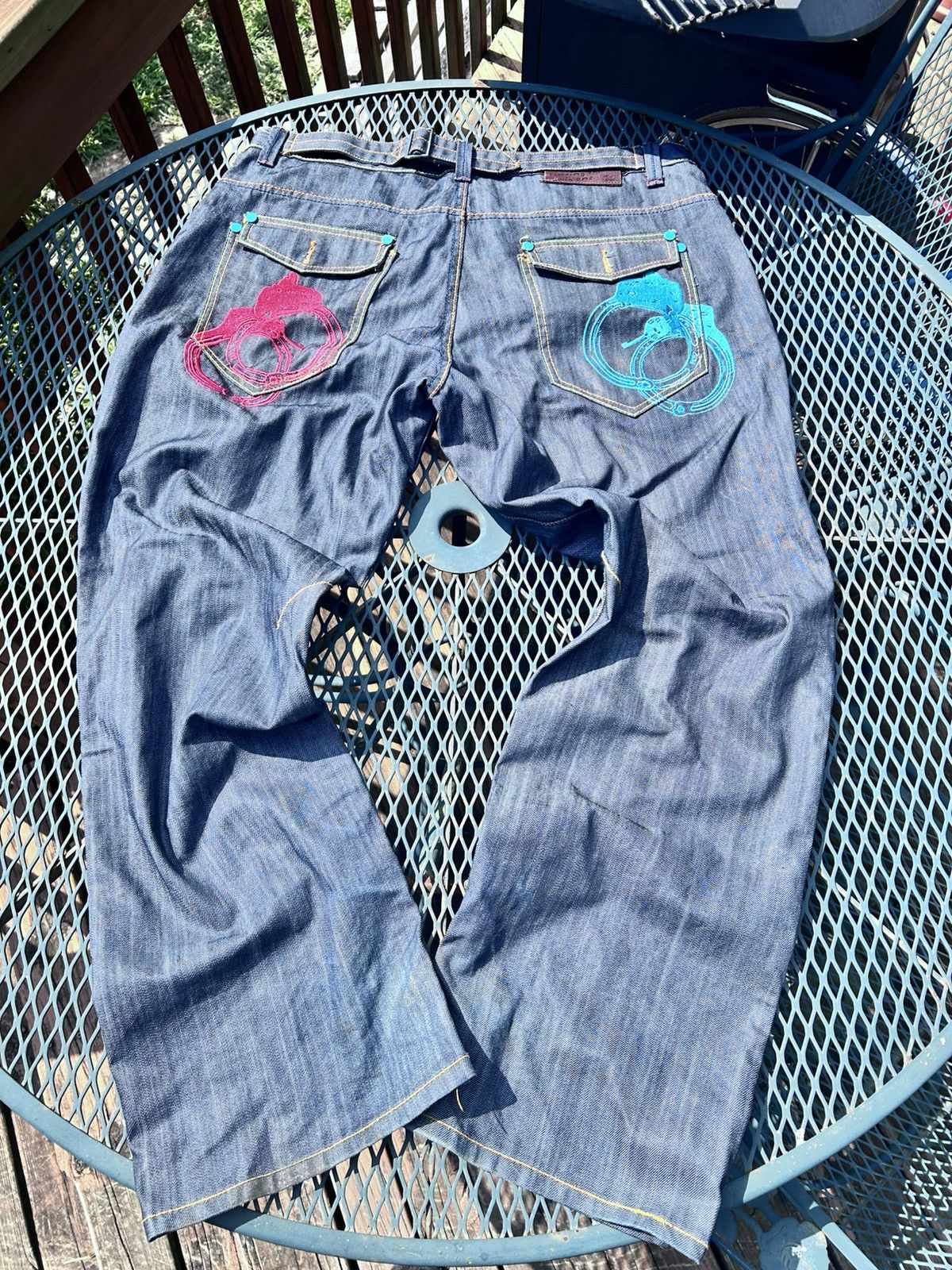 Other CRAZY EMBROIDERED RAW DENIM KONVICT JEANS Y2K STYLE BAGGY Size US 42 / EU 58 - 1 Thumbnail