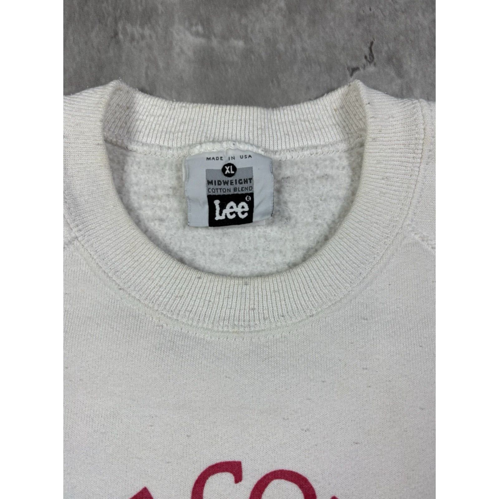 Lee VINTAGE Lee Sweatshirt University Raglin Graphic Print Large L White Men Pullover 80s 90s Size US L / EU 52-54 / 3 - 4 Thumbnail